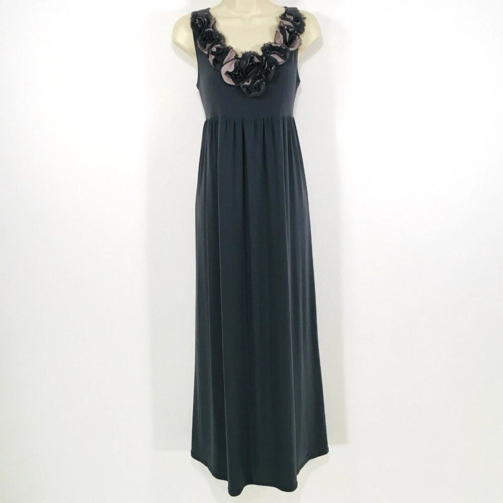 Nic & Dom Babydoll Maxi Dress Sz M Rosette Neckline Whimsy Goth Fairy Grunge